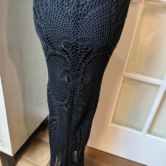 Y2K Flapper Crochet Maxi Dress w/Fringe Asymmetrical Hem line - Picture 2 of 16